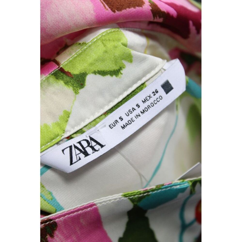 Zara Women Multicolor Floral Shirt Dress Collared Long Sleeve Above Knee Size S - Picture 4 of 6